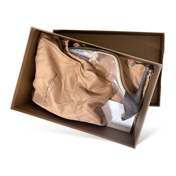 Gianvito Rossi Silver/Grey Leather, Suede and PVC Plexi Pumps |Size 37| - Picture 9 of 13